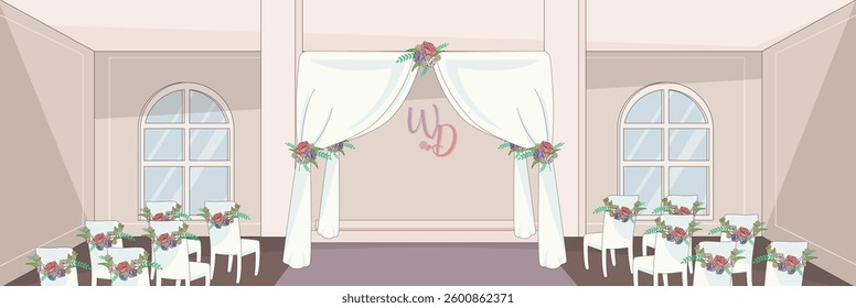 Cute and nice design of Wedding Ceremony and interior objects vector design