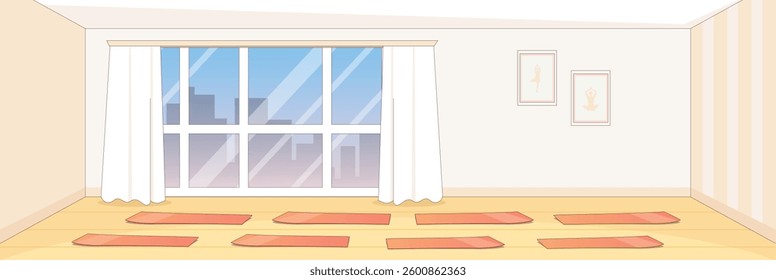 Cute and nice design of Yoga room with furniture and interior objects vector design