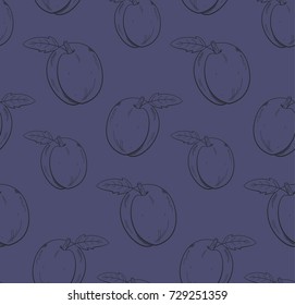 Cute and nice fruits and berry pattern with plum
