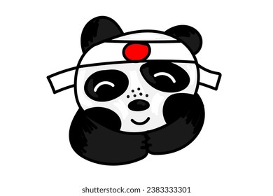 Un panda de dibujos animados lindo, simpático y divertido. El estilo japonés y el japonés. Oriental. Asia y Asia. ilustración vectorial. Un animal feliz.