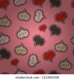 Cute and nice little hearts in seamless pattern. Vector illustration. Sketch designed loves heart. To print on tissue paper, to web design. Love design with different elements.