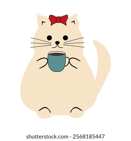 Cute nice lovely cat cartoon character on white background vector illustration 