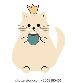 Cute nice lovely cat cartoon character on white background vector illustration 