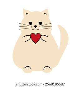 Cute nice lovely cat cartoon character on white background vector illustration 