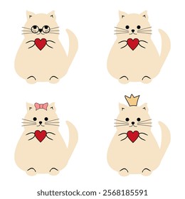 Cute nice lovely cat cartoon character on white background vector illustration 