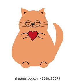 Cute nice lovely cat cartoon character on white background vector illustration 