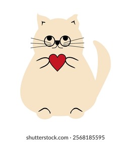 Cute nice lovely cat cartoon character on white background vector illustration 