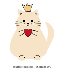 Cute nice lovely cat cartoon character on white background vector illustration 