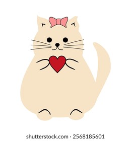 Cute nice lovely cat cartoon character on white background vector illustration 