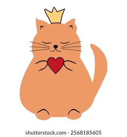 Cute nice lovely cat cartoon character on white background vector illustration 