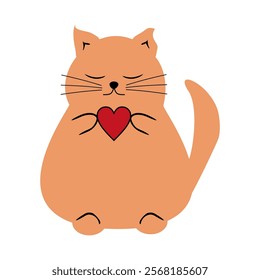 Cute nice lovely cat cartoon character on white background vector illustration 