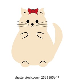 Cute nice lovely cat cartoon character on white background vector illustration 