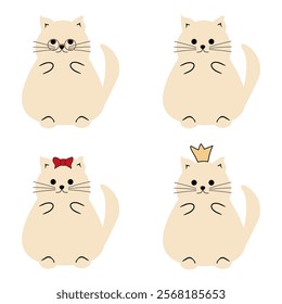 Cute nice lovely cat cartoon character on white background vector illustration 