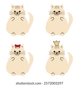 Cute nice lovely cat cartoon character on white background vector illustration