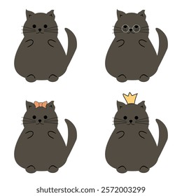 Cute nice lovely cat cartoon character on white background vector illustration