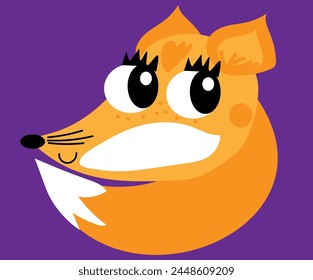 Cute, nice, lovely, friendly cartoon fox. Vector animal illustration. 