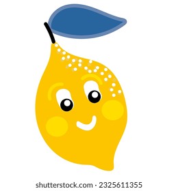 Cute, nice, lovely, smiling, happy cartoon lemon. 