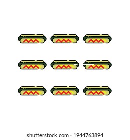 Cute nine hotdog Illustration. junk food. fast food. modern simple food vector icon, flat graphic symbol in trendy flat design style. wallpaper. lockscreen. pattern. frame