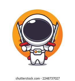 Dibujo vectorial de dibujos animados de astronauta de ninja