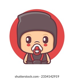 cute ninja baby  cartoon character vector illustration, mascot, icon, sticker.