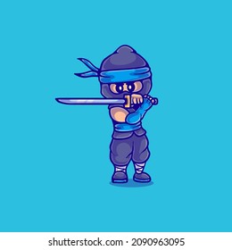 cute ninja boy illustration, suitable for t-shirt design or ninja mascot