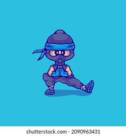 cute ninja boy illustration, suitable for t-shirt design or ninja mascot