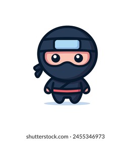 cute ninja cartoon character kawaii vector illustration template design