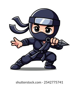 Personagem de Desenho Animado Ninja Bonito Com Kunai Blade