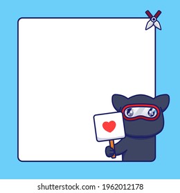 Cute ninja cat with blank text board
