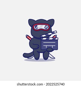Gato de ninja con clapperboard