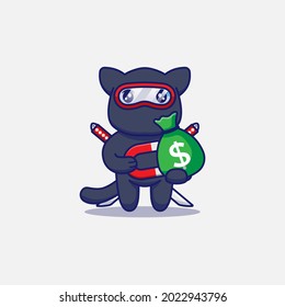 Cute Ninja Katze bekommt einen Geldbeutel mit Magnet