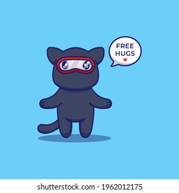 Cute ninja cat offering free hug