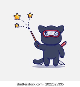Cute ninja cat showing some stars