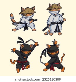 	
cute ninja cat vector art