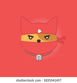 cute ninja cat vector design illustration.