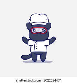 Cute ninja cat wearing chef uniform