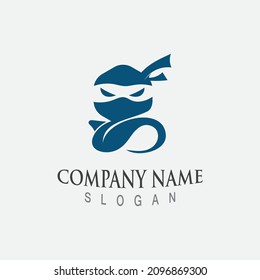 Cute ninja character face logo or mascot design template vector