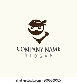 Cute ninja character face logo or mascot design template vector