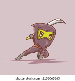 Ilustración de caracteres ninja. Diseño simple de vectores animales. Aislado con un fondo suave.