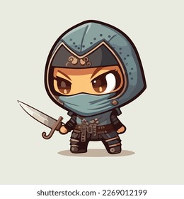 cute ninja chibi style vector art