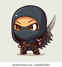 cute ninja chibi style vector art