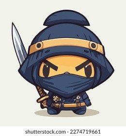 cute ninja chibi style vector art