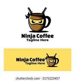 cute ninja coffee art illustration