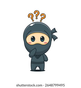 Ninja bonito é confuso ilustração de vetor de desenhos animados