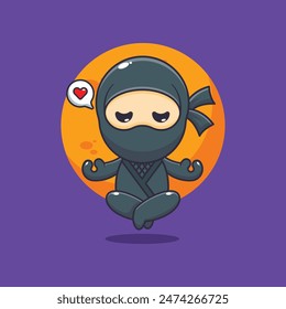 Cute ninja doing meditation yoga cartoon vector illustration.
Vector cartoon Illustration suitable for poster, brochure, web, mascot, sticker, logo and icon.