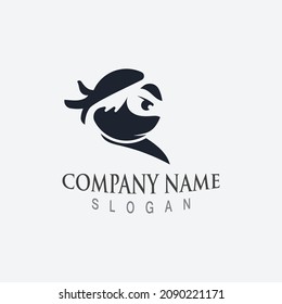 Cute ninja face logo character design template vector