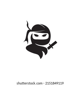 Cute Ninja Face Logo Design Vector Stock Vector (royalty Free 