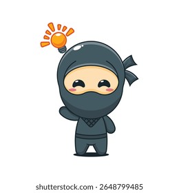 Ninja bonito obter uma ideia ilustração de vetor de desenhos animados