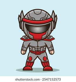 Cute Ninja With grey armor in vector