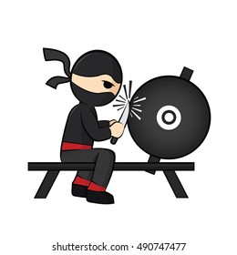 Cute Ninja with his weapon